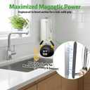 KIHOGEM Magnetic Paper Towel Holder for Fridge, Stainless Steel Paper Towel Holder Magnetic with Gravity-Weighted Arm, Kitchen Paper Towel Holder with 2 Metal Plates for Wall, Cabinet, RV