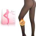 HONGTEYA Fleece Lined Tights Women Winter Thermal Leggings Pantyhose Fake Translucent Thick Warm Sheer Tights (US, Alpha, opaque Skin) Size XL Black