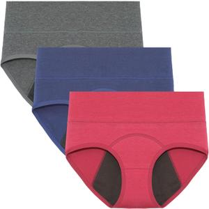 Period Underwear for Women Heavy Flow High Absorbency Panties High Waisted Menstrual Leakproof Postpartum Briefs (Large, Multicolor-01)