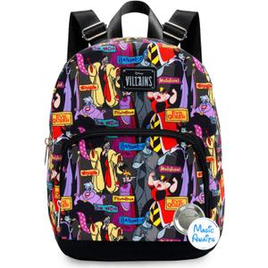 Fast Forward Disney Villains Mini Backpack - 10" Canvas Disney Villains Backpack Purse Shoulder Bag | Adults, Women, Teens