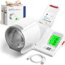 One-Touch Automatic Upper Arm Blood Pressure Monitor with Barrel Cuff for Seniors and Home Use, FDA-Cleared Type-C Rechargeable BP Machine with 3.5" LCD 3-Color Backlight, 2-User 99-Memory