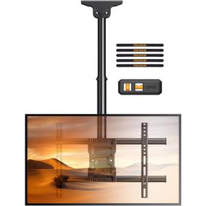 Perlegear Ceiling TV Mount, Hanging TV Mount for 37-75 inch Flat or Curved TVs up to 99 lbs, Full Motion TV Bracket with Swivel, Tilt, Max VESA 600x400mm, PGLCM1