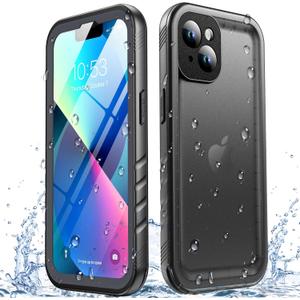 SPORTLINK for iPhone 13 Waterproof Case, Built-in Shockproof Screen Protector, Full Body Cover Protective Heavy Duty Dropproof IP68 Underwater Dustproof for iPhone 13 6.1 Inch (Black)
