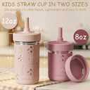 Fimibuke Toddler Cups Spill Proof, 12 OZ Sippy Cups for Kid Girl Boy, Leak Proof Stainless Steel Tumbler with Lid, Silicone Straw & Sleeve, BPA Free Dishwasher Safe Water Bottle Snack Container 4 Pack