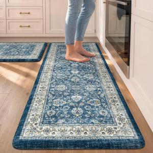 KIMODE Kitchen Mats Cushioned Anti Fatigue, Boho Oriental Kitchen Rugs Set, 20" x 47"+20" x 32"--0.47 inches