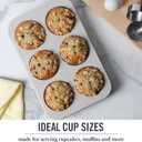 Martha Stewart Gallen 6-Cup Nonstick Carbon Steel Muffin and Cupcake Pan Cool Grey, Durable Bakeware for Even Baking and Easy Release