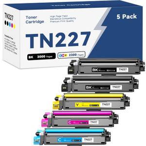 TN227 Toner Cartridge High Yield Replacement for Brother TN-227 TN223 TN 227BK 227C 227M 227Y to Work with Brother HL-L3270CDW MFC-L3770CDW HL-L3290CDW MFC-L3750CDW HL-L3210CW Printer (5 Pack)