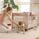 4 in 1 Pack and Play, Portable Travel Baby Bassinet, Foldable Travel Playard Playpen for Toddler, Bedside Crib Sleeper, Diaper Changer Table, Baby Playard for Newborn (Champagne)