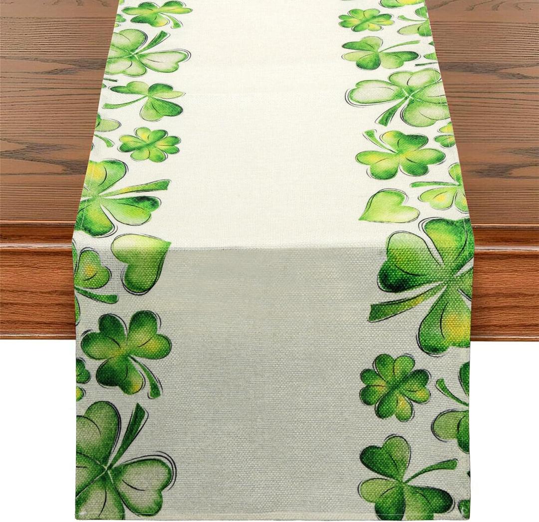 St. Patrick's Day Table Runner - Shamrocks Table Runner Seasonal Spring Holiday St. Patrick's Day Party Kitchen Dining Table Decor 13 x 72 Inch