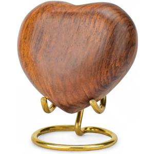 Round Cremation Urns Box for Ashes | Large Burial Funeral Urns for Pets or Human Ashes | Wooden Memorial Keepsake Urns Box for Loved Ones Ashe Storage (Brown Plain) (Keepsake Heart Urn)