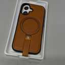 for iPhone 17 Leather Case with Stand, Anti-Slip Grip Ring, Fits for MagSafe (Brown, IP17-6.3inch)