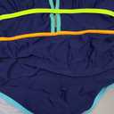 Popvil Women One Piece Swimsuit 2026 Tummy Control Sexy Cutout Neon Color Block Bathing Suit Slimming Adjustable Swimwear, Size XL (Dark Blue)