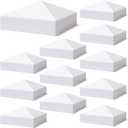 VIVIDA 5" x 5" Vinyl Post Caps, White PVC Pyramid Fence Post Cap, for Actual 5" x 5" Vinyl Fence, Deck & Mailbox, 12 Pack