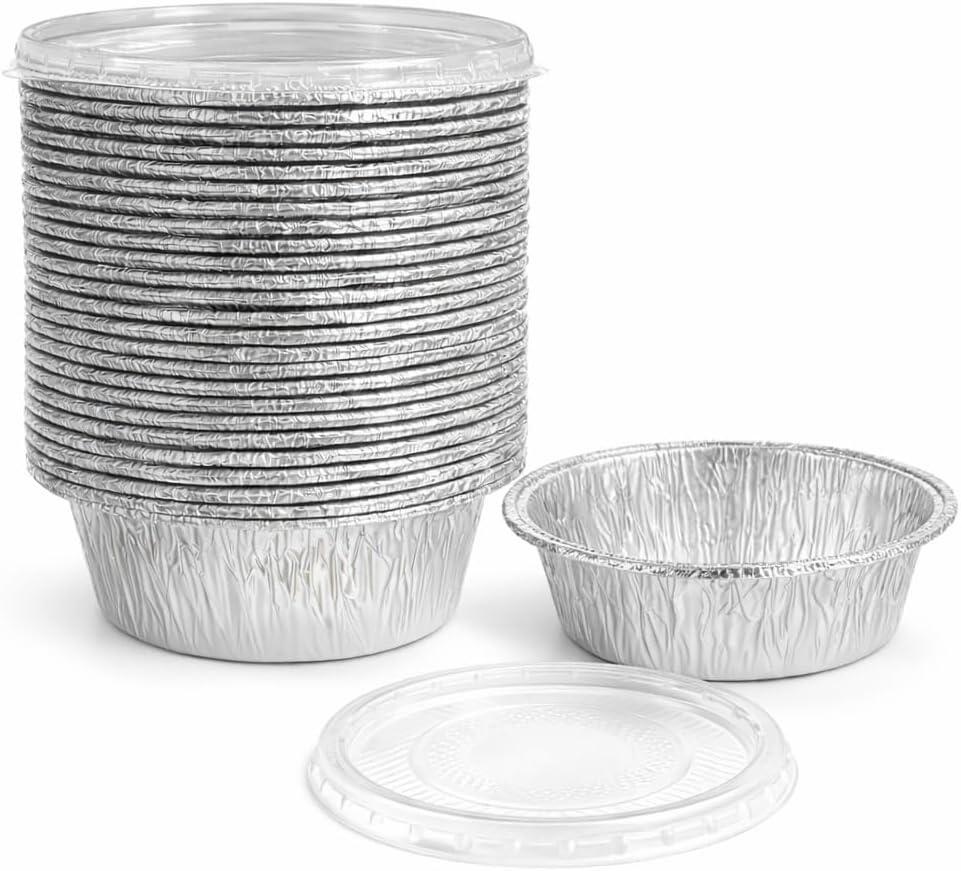 Jijukor [20 Pack] 5" Mini Aluminum Foil Containers with Lids, 5 Inch Round Disposable Foil Pans for Baking, Meal Prep & Takeout