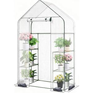 Twira Greenhouse for Outdoors, 55.1" x 27.6" x 78.7" Walk in Plant Greenhouses Heavy Duty with Thicken PE Cover, 3 Tiers 8 Shelves Greenhouse Plastic, Portable Green House for Outside, Patio, Garden, Large