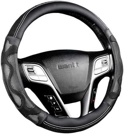 Amazon.com: Iwantit Steering Wheel Cover with 3D Honeycomb Anti-Slip Design and Breathable Fabrics, Universal 14.5-15 Inch (White/Black) : Automotive