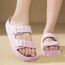 Kids Slides Sandals Boys Girls Toddler Double Buckle Water Shoes Shower Slippers for Summer Beach Pool Indoor Outdoor (Pink, 3-3.5)