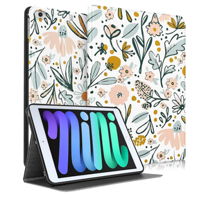 for Apple iPad Mini 5/4/3/2/1 Case, for iPad Mini 5th/4th/3rd/2nd/1st Generation Case Kids Cute Kawaii Folio Women Teen Girls Girly Flower Floral Design Cover for iPad Mini 7.9 Inch Case