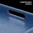 Large 20 x 20 inches Square Leather Ottoman Coffee Table Food Serving Tray with Handles for Decorative Living Room, Butler - Countertop, Kitchen, Family Dinner, Picnic - Blue