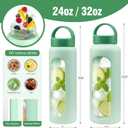 WINSA 24 oz Glass Water Bottle, Glass Tumbler with Straw, Reusable Drinking Bottles with 2 Lids-Handle Lid&Bamboo Straw Lid, Silicone Sleeve, for Sports, Home,1 Pack-Mustard