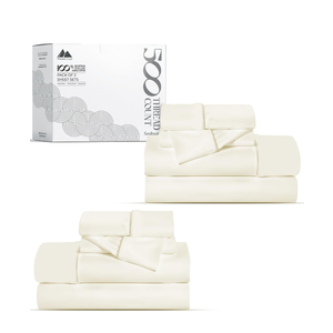 Mayfair Linen 100% Cotton Bed Sheets Twin Sheet Set - 500 Thread Count Sheets Twin Size 3 PC Set (Ivory), Soft, Cooling, Hotel-Quality 16" Deep Pocket Sateen Weave Cotton Bedsheet for Dorm Room