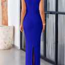 PRETTYGARDEN Women's 2026 Summer Formal Maxi Dresses Sleeveless One Shoulder Bodycon Ruched Mesh Wedding Guest Cocktail Dress (Blue, XL)