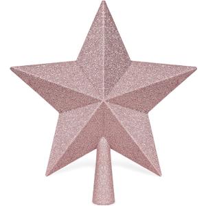 Christmas Tree Top Ornament, 10" Rose Gold Christmas Star Tree Topper, Large Xmas Glitter 3D Bethlehem Tree Topper Ornament, Waterproof Holiday Christmas Tree Topper Star for Home Indoor Outdoor