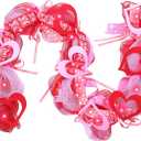 Waipfaru 6 FT Valentines Day Garland with Lights, Valentines Day Decorations, Lighted Valentine's Day Garland for Mantle Pink and Red Artificial Garlands Fireplace Home Table Centerpiece Indoor Decor