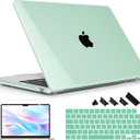 Case for MacBook Air 15 Inch 2026-2023 Release M5 A3448 M4 A3241 M3 A3114 M2 A2941, Hard Shell with Screen Protector & Keyboard Cover, Compatible with Touch ID, Crystal Green