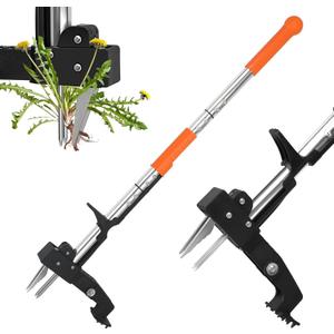 SHANTRA Weed Puller Tool, 4-Claw Stand Up Weed Puller Tool with Long Handle, Garden Weeder Puller Heavy Duty Stand Up Weeder, Weeding Tool for Lawn, Yard, Garden, Crabgrass, Dandelion Picker (Upgraded Foot Pedal) Size 39 Inches
