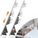 Stainless Steel Stove Gap Covers,Stove Gap Filler, Range Trim Kit, Stove Gap Guards, Heat Resistant and Easy to Clean, Easy retractable Length 13.8" to 27.5", Width 0.79",Silver(2PCS)