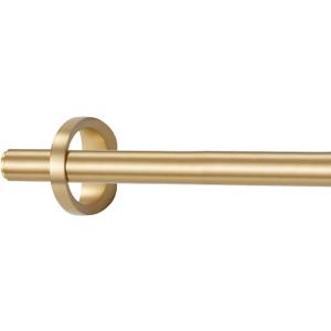 Modern Curtain Rods, 1Inch Diameter Decorative Single Window Rod Telescoping 84-134 Inch Adjustable Drapery Rods Warm Gold Color For Bedroom Living Room Kitchen Office