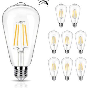 8 Pack 2700K Soft White LED Edison Bulbs 40W Equivalent, Clear ST19/ST58 Vintage 4W LED Light Bulbs for Ceiling Lights, 90 CRI, 450LM, E26 Base, Non-Dimmable
