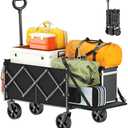 Geamen Foldable Wagon with Extended Tailgate: Collapsible Large Capacity Folding Wagon - Heavy Duty Utility Carts for Shopping,Garden,Sports,Groceries,Apartment,Camping,Outdoor - Black