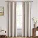 MIULEE 90 Inches Long Pinch Pleated Curtains Blackout, Linen Pinch Pleat Curtains with Hooks for Bedroom, Thermal Insulated Soundproof Window Drapes for Living Room Track, 2 Panels Natural Linen