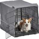 MidWest Homes for Pets Double Door 24-inch Dog Crate Kit, Bundle Includes a Two-Door Cage, Matching Gray Bed and Crate Cover, For Small Breeds