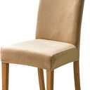 Velvet Chair Covers for Dining Chairs Set of 6, Stretchy Soft Parson Chair Covers Removable Washable Kitchen Dining Room Chair Slipcovers with Elastic for Universal Fit (Beige)