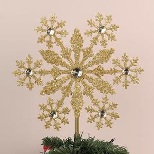 Christmas Tree Topper, hogardeck Gold Snowflake Tree Topper for Christmas Decor, Glittered Tree Toppers for Christmas Tree Decorations for Indoor Home