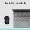 Logitech M185 Wireless Mouse, 2.4GHz with USB Mini Receiver, 12-Month Battery Life, 1000 DPI Optical Tracking, Ambidextrous, Compatible with PC, Mac, Laptop - Black
