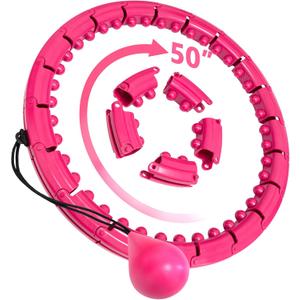 Brebon Weighted Hoola Exercise Fit Hoops Plus Size for Weight Loss, 2 in 1 Weight Loss 24 Detachable Knots Fitness Abdomen Equipment Hoops Adjustable Auto-Spinning Ball for Adult