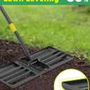 Lawn Leveling Rake Heavy Duty, 30x10 in Large Soil Leveling Rake, Ground Leveler with Anti Flipping Smooth Edge for Dirt Sand Grass Golf, 58" Long Handle, Foldable Garden Landscaping Levelawn Tools