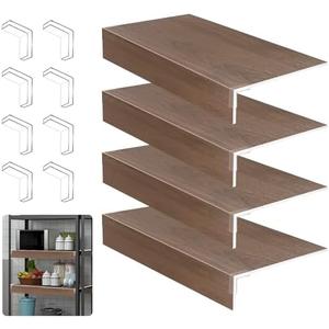 EYAYEN 4 Pcs Wire Shelf Cover，Wire Rack Covers for Shelves, PVC Wood-Look Shelf Liners with Corner Guards for Pantry, Store, Kitchen, Removable Shelves, Home Organization (24 x 12 Inch, Walnut)
