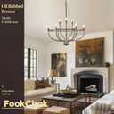 9-Light Farmhouse Oil Rubbed Bronze Chandelier Dining Room Light Fixture, 30in