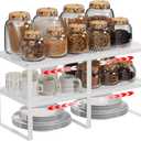 2 Pack Expandable Cabinet Shelves Organizer Width 11'' Stackable Kitchen Counter Storage Shelves,Adjustable Width Pantry Shelf Spice Rack