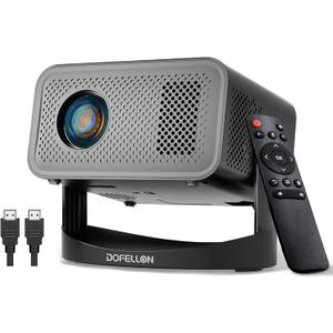 [Built-in Apps & 2026 Upgraded] Mini Projector with Wifi and Bluetooth Portable,Native 1080P 4K Support Auto Keystone Movie Projector Compatible with TV Stick/HDMI/USB, 360 for Bedroom, Outdoor Use