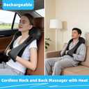Cordless Neck and Shoulder Massager with Heat - Rechargeable Shiatsu Back Massager for Pain Relief - Deep Tissue Kneading Massage Pillow for Neck, Back, Shoulders, Legs - Gifts for Men & Women