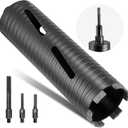 VEVOR Core Drill Bit, 3 inch Diameter, 9-1/2 inch Drilling Depth, 5/8-11 Internal Thread, Diamond Dry Coring Bit with 3 Adapters, Pilot Drill and Hex Wrench, for Concrete, Red Bricks, and Masonry