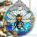 Christmas Bee Decorations - Jocidea Bee Hanging Ornament - Bee Christmas Tree - Bee Christmas Decorations - Christmas Bee Decor - Bee Xmas Gift - Beethemed Gifts, 7 Pack