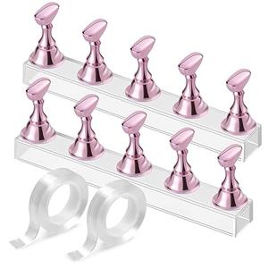 Etercycle Nail Stand Acrylic Nail Art Display Stand Practice Nail Holder for Painting Nails Magnetic Practice Stands with Doublesided Tape For DIY Salon Supplies (Pink)