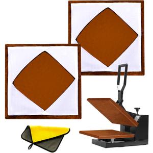 2 Pcs 15 x 15 Inch Heat Press Platen Wrap Cover, Non-Stick High Temperature Reusable Teflon Platen Wrap Cover, Protecting Sublimation Heat Press Machine Plate from Residue, Inks and Scratches